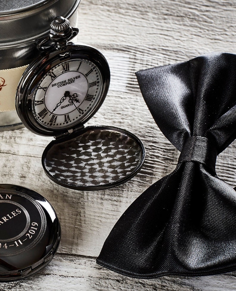 Personalised Free Engraving Black Pocket Watch Custom Engraved Etsy UK