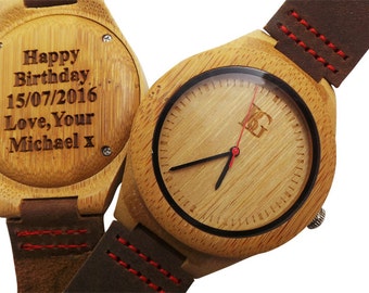 Secret Message  Personalised Personalised Engraved Wooden Watch Luxury Wrist Watch for Men Women Lady Gents Unisex Wood  Gift Box Custom