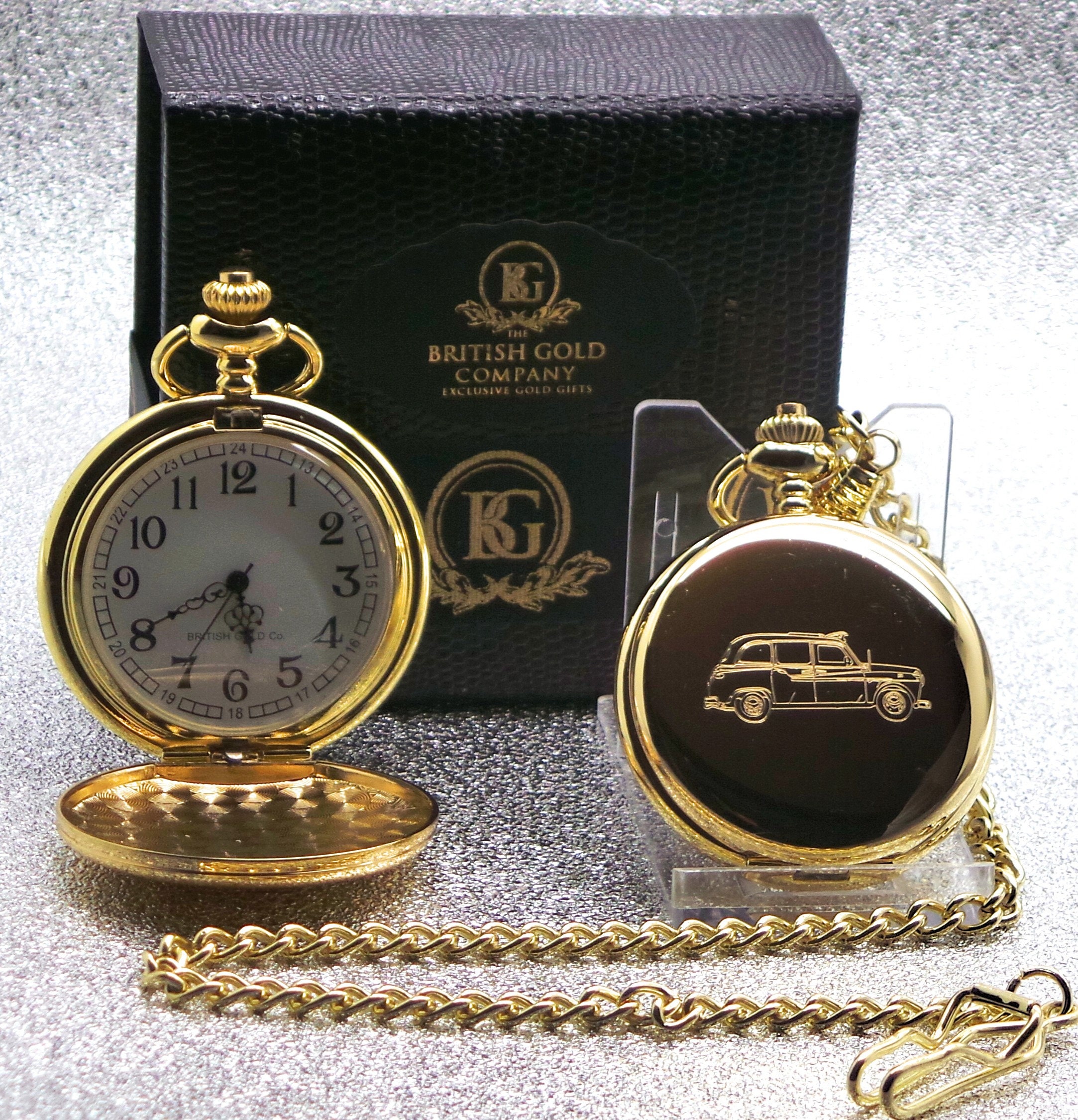Hackney Black Cab Pocket Watch 24k Clad Gold Personalised Custom