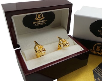 24k Gold Clad Microscope Cufflinks: Luxury Gift Set