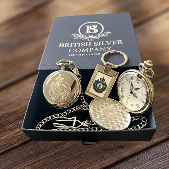 Royal Engineers British Army Engraved Pocket Watch Silver Keyring Luxury Gift Set Personalised Crested Badge Set Military NEW Kings Crest Etsy Australia