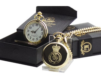 British Army Cadets Force 24k Gold Plated Personalised Pocket Watch in Luxury Case Soldier ACF Gifts engraved Gift Troops Military Cadet