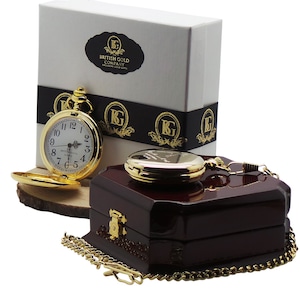 Orologio da tasca personalizzato placcato in oro 24k firmato da Muhammad Ali in una lussuosa scatola regalo in legno con certificato Super Boxing Memorabilia