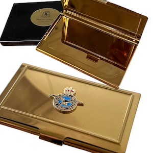 RAF Personalisierte Gold Kartenetui Metall Business Credit ID Mitgliedskartenhalter gravierte Geschenke für Royal Air Force personalisierte Militär