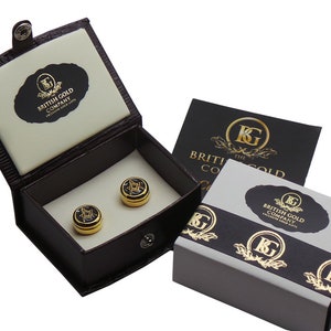 Gemelos masónicos chapados en oro de 24 quilates, juego de lujo de francmasones NO G, estuche de regalo, gemelos, botones de camisa de la Hermandad, cubiertas de clips