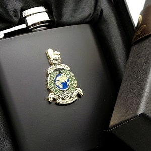 Royal Marines Hip Flask Spirit Whiskey Spirits Army Gift Boxed  Matte Black Gold Metal Crest Luxury Military Navy Marine RM Leaving Passing
