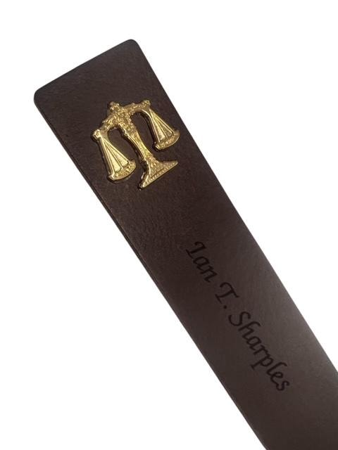 Law Personalised Real Leather Bookmark with 24k Gold Clad Royal Legal Engraved Book Mark Handcrafted Lawyer Judge Solicitor Graduate Gifts