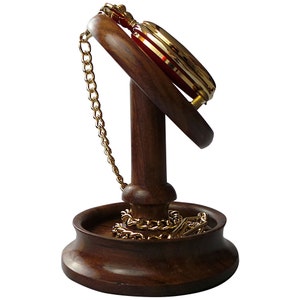 Luxury Wooden Pocket Watch Display Stand Holder Hanger Hand Crafted from Real Wood with Brass Fittings on Special Low Price Offer