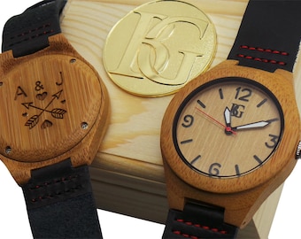 Engraved Personalised Wooden Luxury Watch for Men Women Wristwatch Lady Gents Unisex Wood Gift Box Custom Secret Message Birthday Wedding