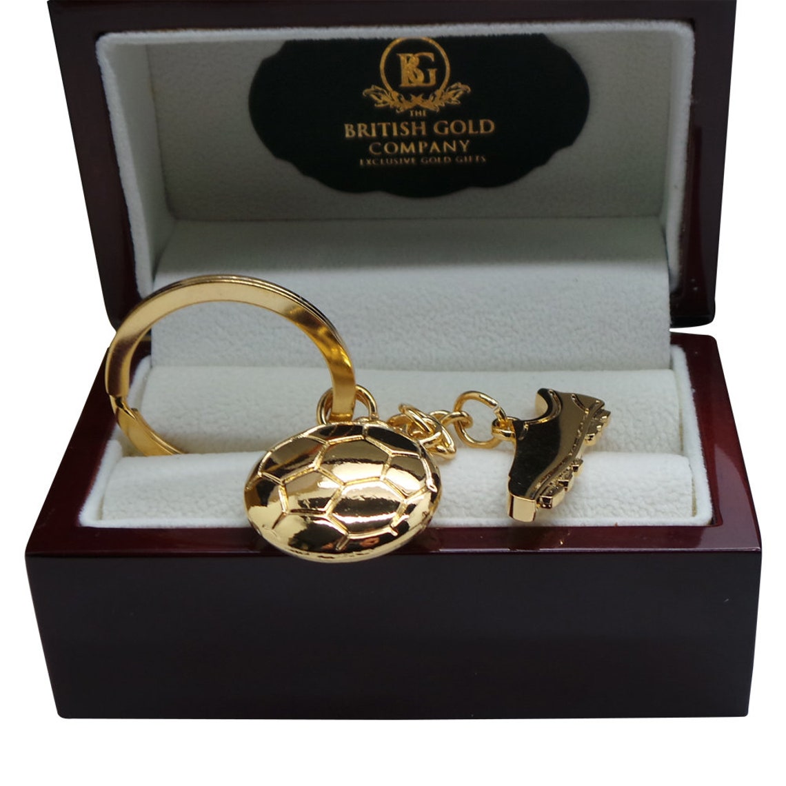 Football Boot Keyring Soccer Ball 24k Gold Clad Keychain Etsy