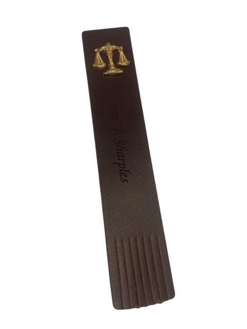 Law Personalised Real Leather Bookmark with 24k Gold Clad Royal Legal Engraved Book Mark Handcrafted Lawyer Judge Solicitor Graduate Gifts