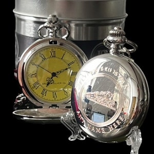 Flying Scotsman Personalised Pocket Watch Custom Engraved Steam Engine Train Railway Locomotive Gifts Luxury Metal Case Gift Set Trains