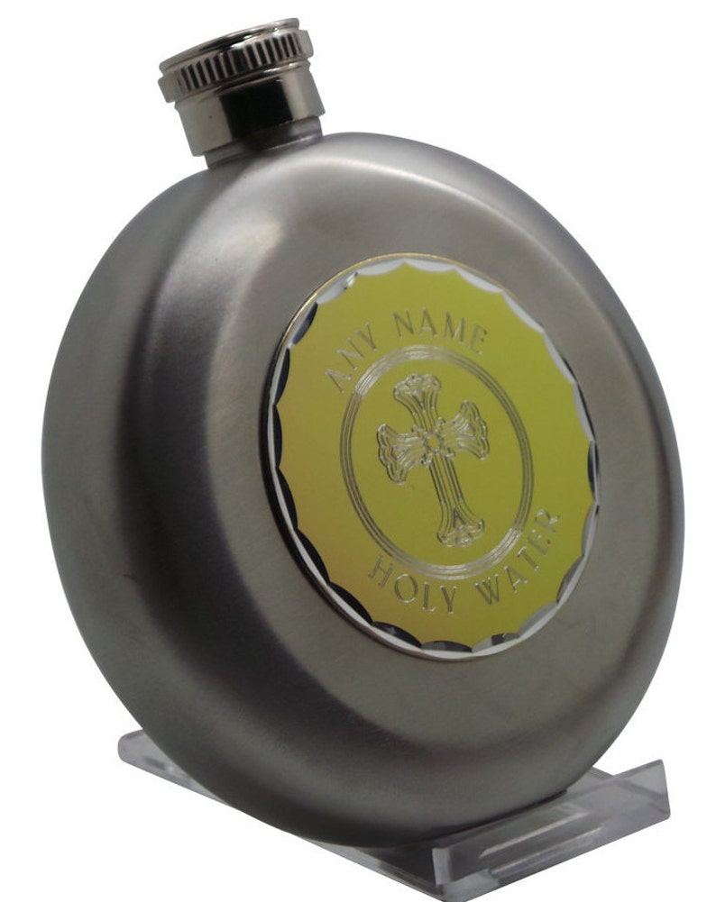 Holy Water Personalised Hip Flask Steel Bottle and Silver Custom ...
