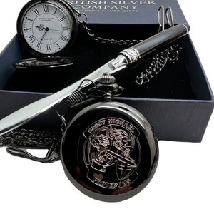 St Michael  Archangel Pocket Watch Personalised and Letter Opener Engraved Luxury Gift Set Catholic Protect Travel Protection Stay Safe Fly