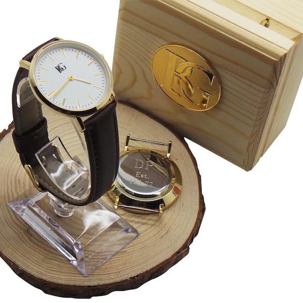 Personalised  Watch Engraving Engraved Real Leather Wristwatch Luxury watch for Men Women Lady Gents Unisex  Gift box Custom Secret Message