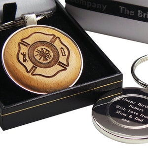 Porte-clés de secours d’incendie personnalisé en argent personnalisé porte-clés gravé de luxe boîte cadeau pour pompier femme pompier Cadeaux de service d’incendie