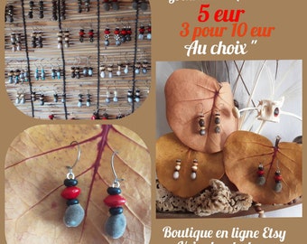 3 paires de boucles d'oreilles Graines des Antilles