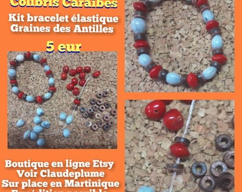 Kit bracelet élastique Graines des Antilles au choix