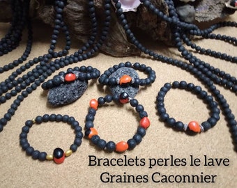 Bracelets perles de lave graines des Antilles