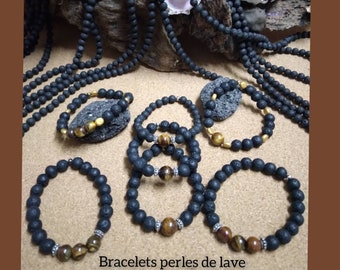 Bracelets perles de lave -Oeil de tigre