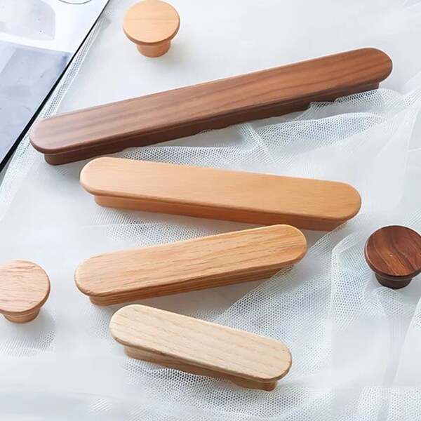 2.5"3.78'' 5"7.55‘Wood Drawer Pulls Knob Walnut Oak Beech Wood  Dresser Knob Pulls  Kitchen Cabinet Door Knob Pull Handle