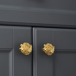 Brass Flower Knobs Kitchen Knobs Pulls Drawer Knobs Dresser Pull Knobs Wardrobe Handle Gift Decor Cabinet Door Handles knobs Hardware