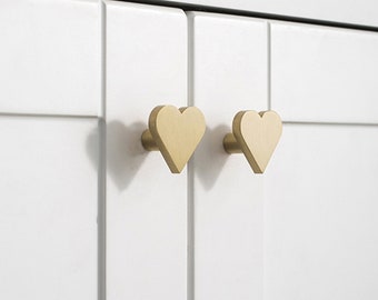 Heart Kitchen Knobs  Brass Cabinet Door Pulls Knobs  Dresser Knob Handles  Drawer Knob Gift Modern Cupboard Handle Wardrobe Knob