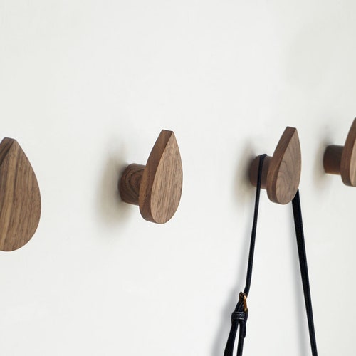 Creative Walnut Hooks /solid Wood Wall Hooks / Decorative Etsy