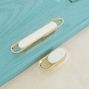 0.63" 2.5" Shiny Gold White  Drawer Pulls Knobs  Dresser Pulls Knobs Kitchen Cabinet Handles  Wardrobe Cupboard Handles 16  64mm