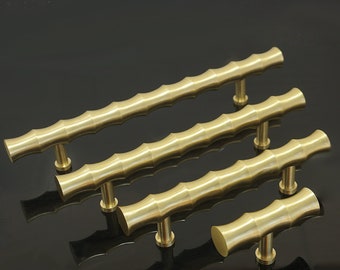 3inch 4inch 5inch Bamboo Cabinet Door Handle Drawer Knobs Pull Handles Dresser Pulls Gold Brass T Bar Pulls Cupboard Handles