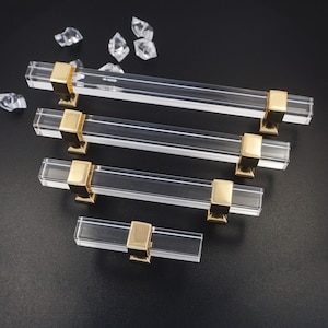 Square Clear Acrylic Kitchen Pulls Cabinet Handles Knobs Gold Dresser Pulls Knob Drawer Pulls Cabinet Door Handles Pull Closet Handles