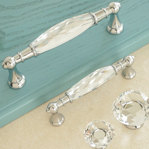 2.5 Silver Glass Dresser Pulls Drawer Pull Handles Etsy