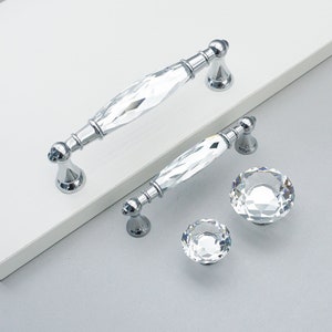 3.75"5" Luxury Crystal Handles Drawer Handles Dresser Pulls Handles Chrome Clear Silver / Glass  Kitchen Cabinet Pulls Handle Decor 96 128mm