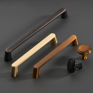 Brushed Brass Cabinet Pulls Black Copper  Kitchen Pulls Knobs Cupboard Drawer Knobs Pulls Closet Wardrobe Handles Cabinet Hardware