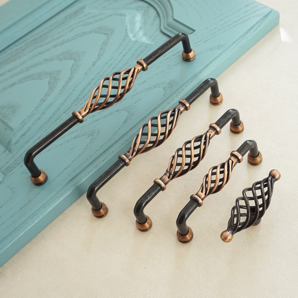 3.78" 5'' 6.3'' 7.55'' Birdcage Dresser Knobs Handles Cabinet Pull Handles Knob Black  Copper  Kitchen Cabinet Handles Drawer Pull Handles