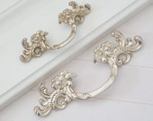 1.75 quot 2.5 quot Shabby Chic Dresser Pull Drawer Pulls Door Handles Antique Silver French Vintage Cabinet Knobs Handle 44 64 mm