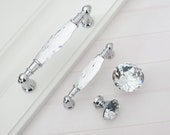 3.75 quot 5 quot Crystal handles Knob Drawer Pull Knob Glass Dresser Handles Pulls Chrome Clear Silver Cupboard Cabinet Handle Pull Modern 96 128
