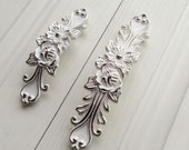 Shabby Chic Dresser Drawer Pulls Handles Off White Silver French Country Kitchen Cabinet Handle Pull Antique Furniture Hardware