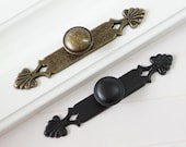 Antique Bronze Dresser Knobs Drawer Knob Black Pulls Handles Backplate Kitchen Cabinet Door Knobs Handle Pull Knob Back Plates