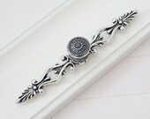 5 quot Shabby Chic Dresser Pulls Backplate Drawer Pulls Handles Antique Silver Black Kitchen Cabinet Handle Pull Door Pulls Knob 128mm