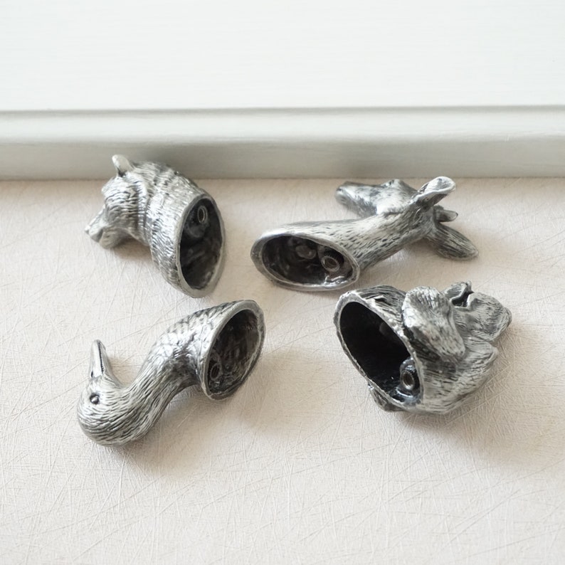 Antique Silver Drawer Knobs Animal Cabinet Knobs Dresser Knobs Drawer Pull Handles Pulls Handle Duck Deer Bear Dog High quality image 5