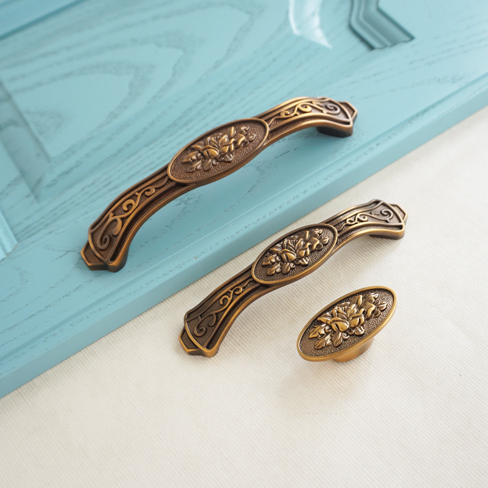 3.78 5.0 Antique Brass Handles Dresser Etsy