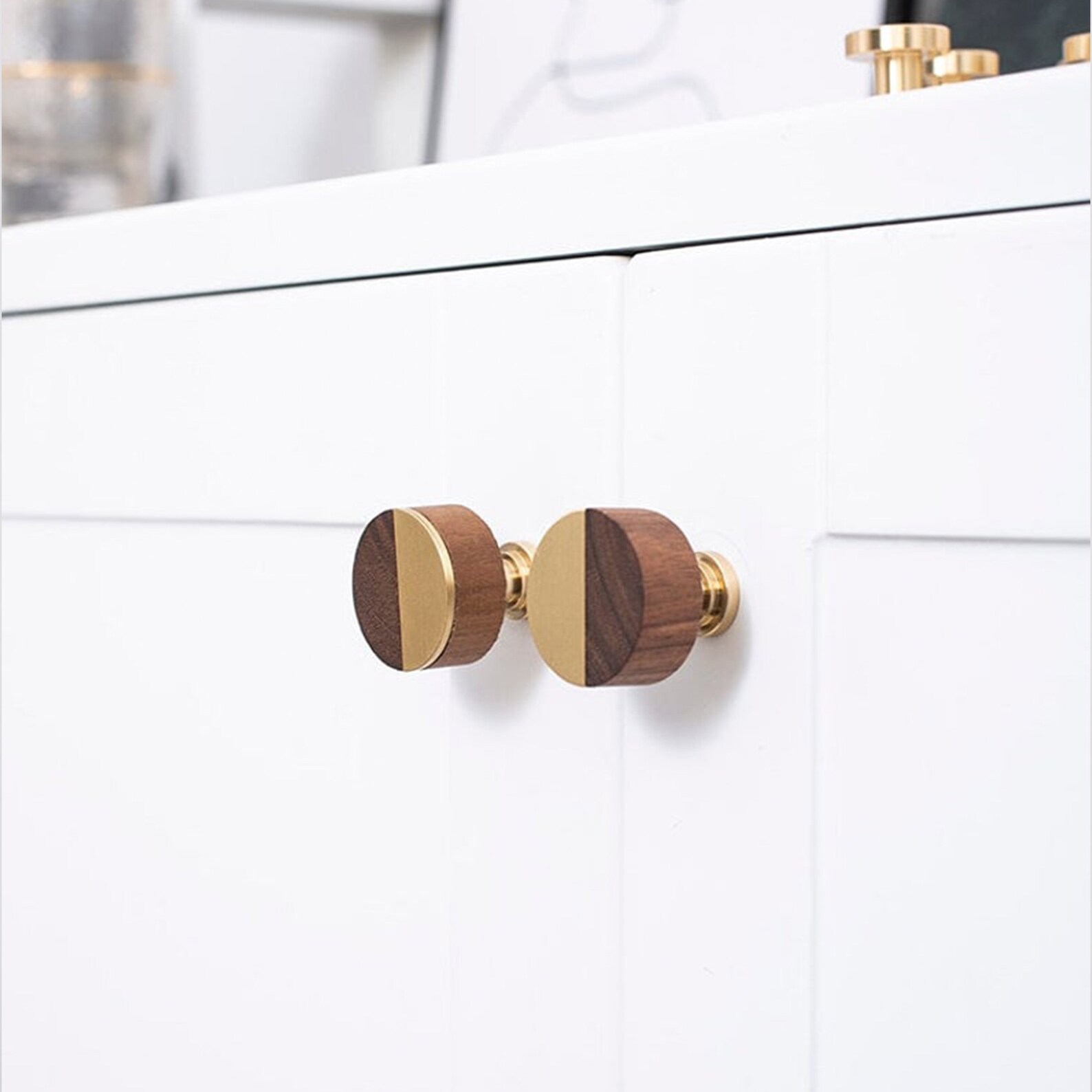 Moderne Holz Schrankknöpfe Messing Schubladengriffe Knöpfe | Etsy