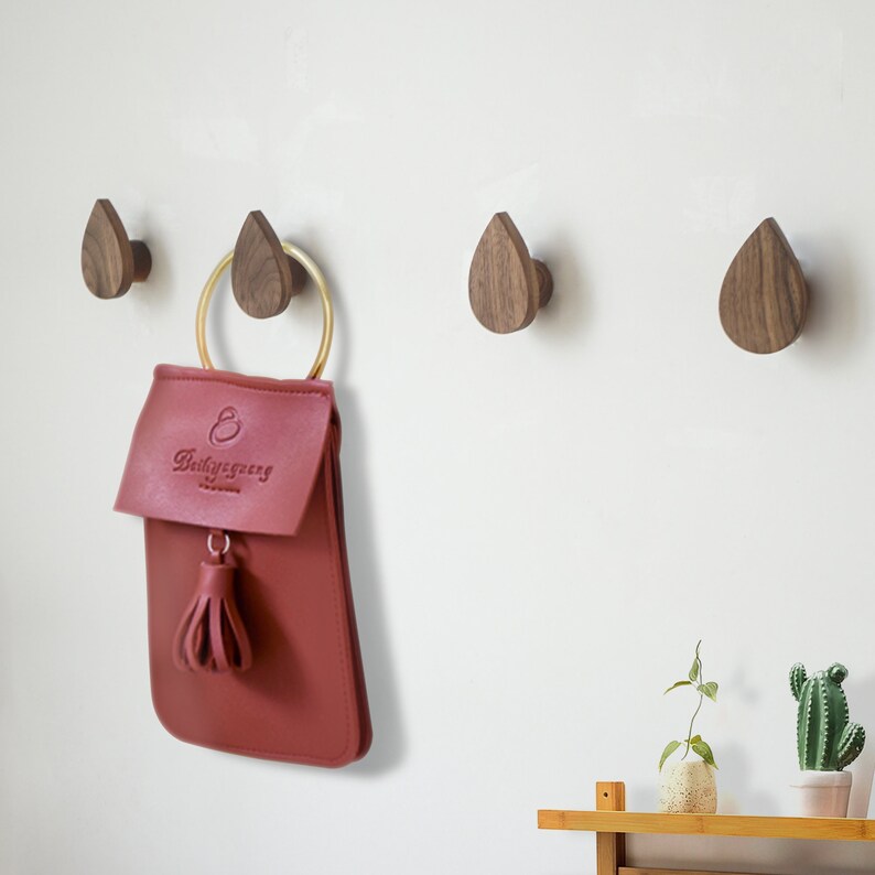 Creative Walnut Hooks /solid Wood Wall Hooks / Decorative Etsy