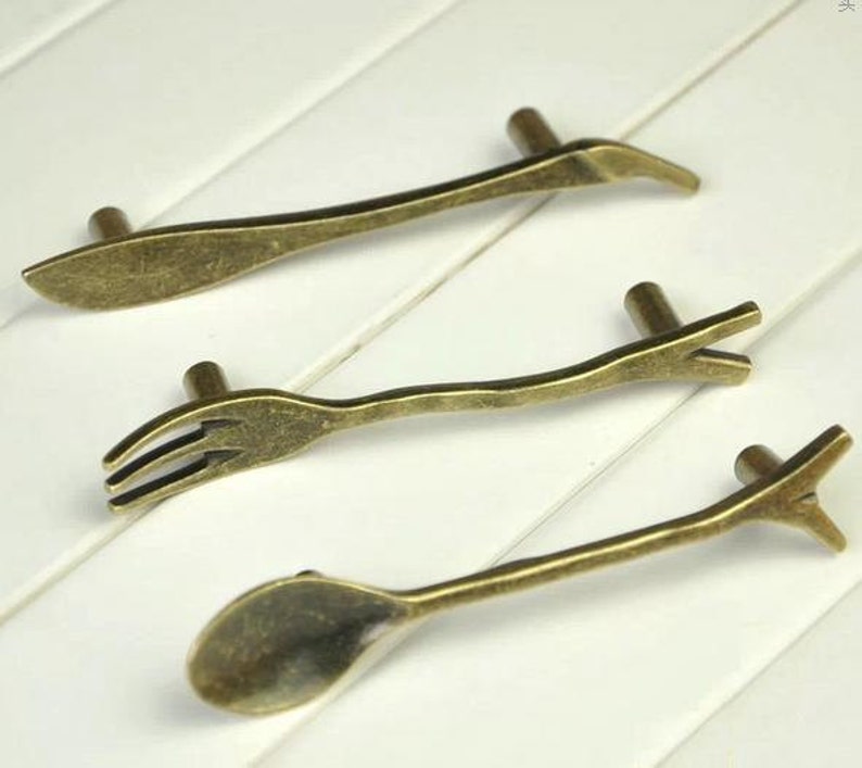 Bar Spoon Fork Knife Knob /kitchen / Door Handles / Etsy