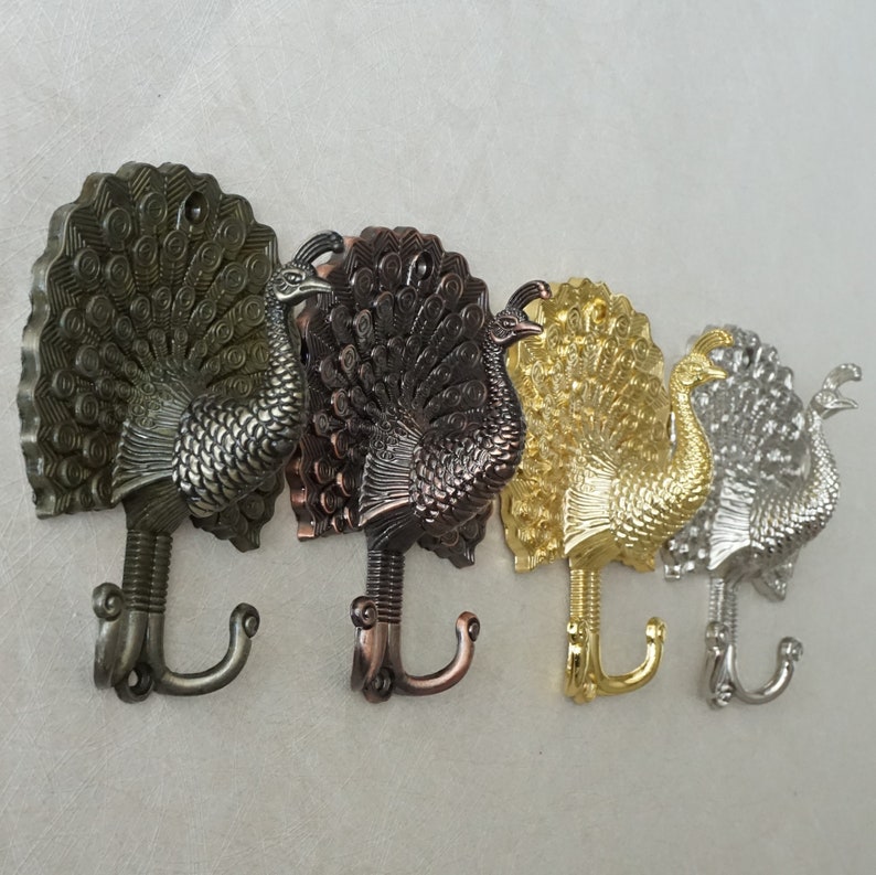 Antique Peacock Wall Hook Metal Clothes Hooks Antique Bronze Etsy