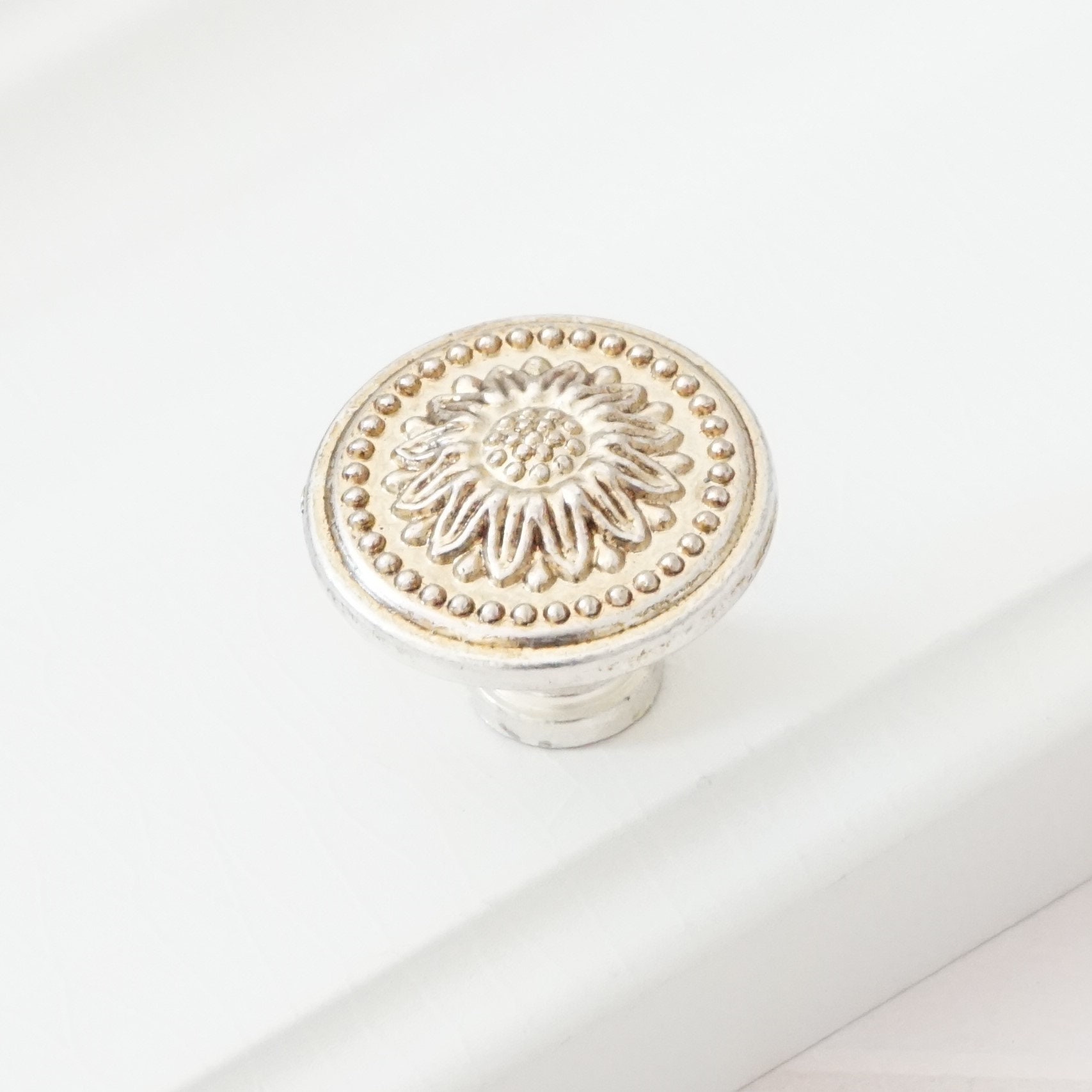 2.5 Antique Silver Drawer Knob Pulls Handles Dresser Etsy