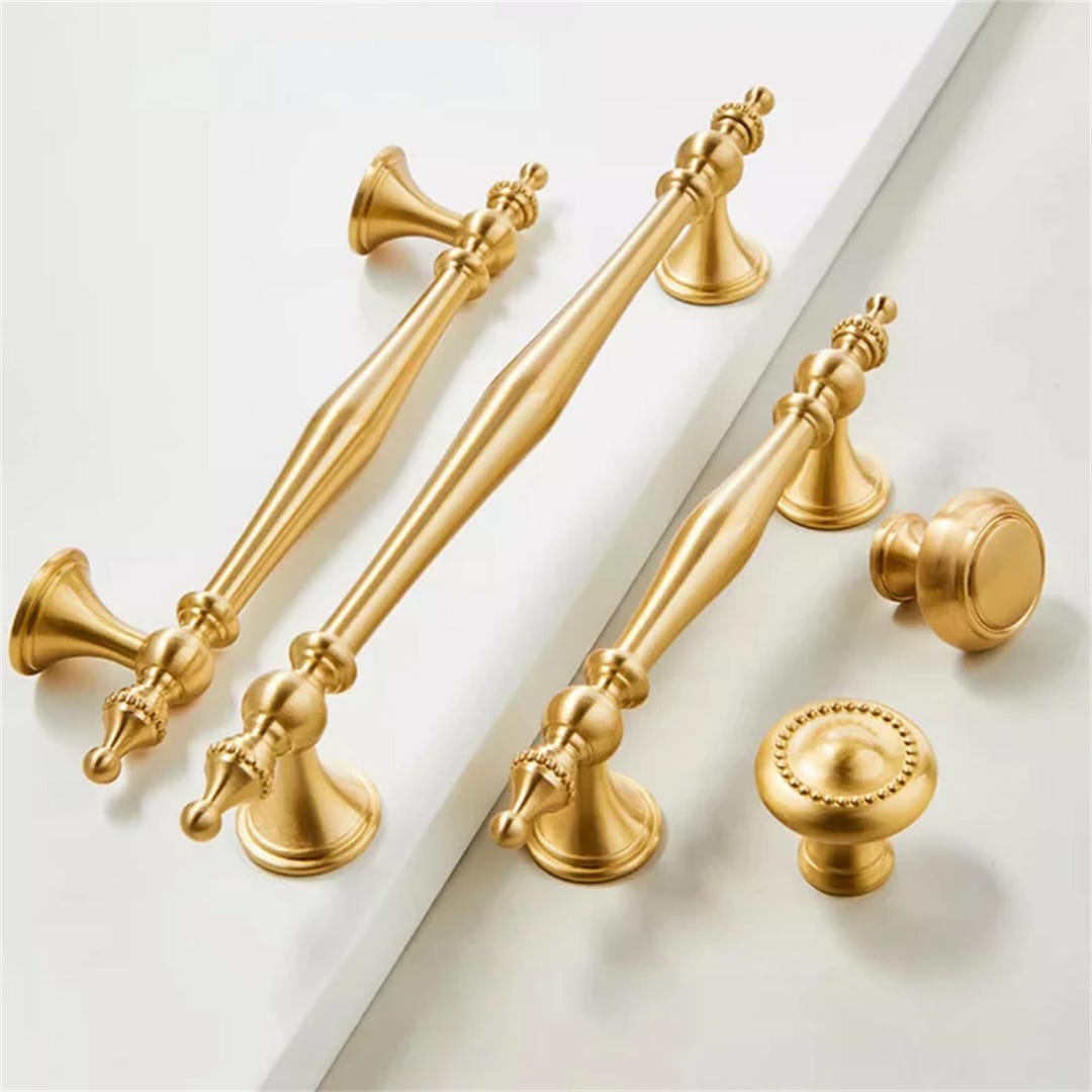 3"3.78"5"6.3"solid Brass Kitchen Cabinet Door Pulls Knobs Unique Drawer ...