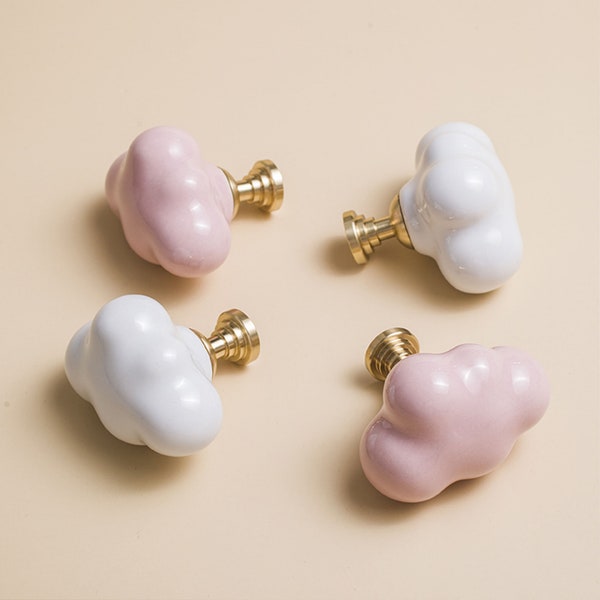 Cloud Knobs Ceramic  Knobs Dresser Pulls Drawer Knobs Handles  Pink White gray white Kitchen Cabinet Knob Children Knobs Hardware