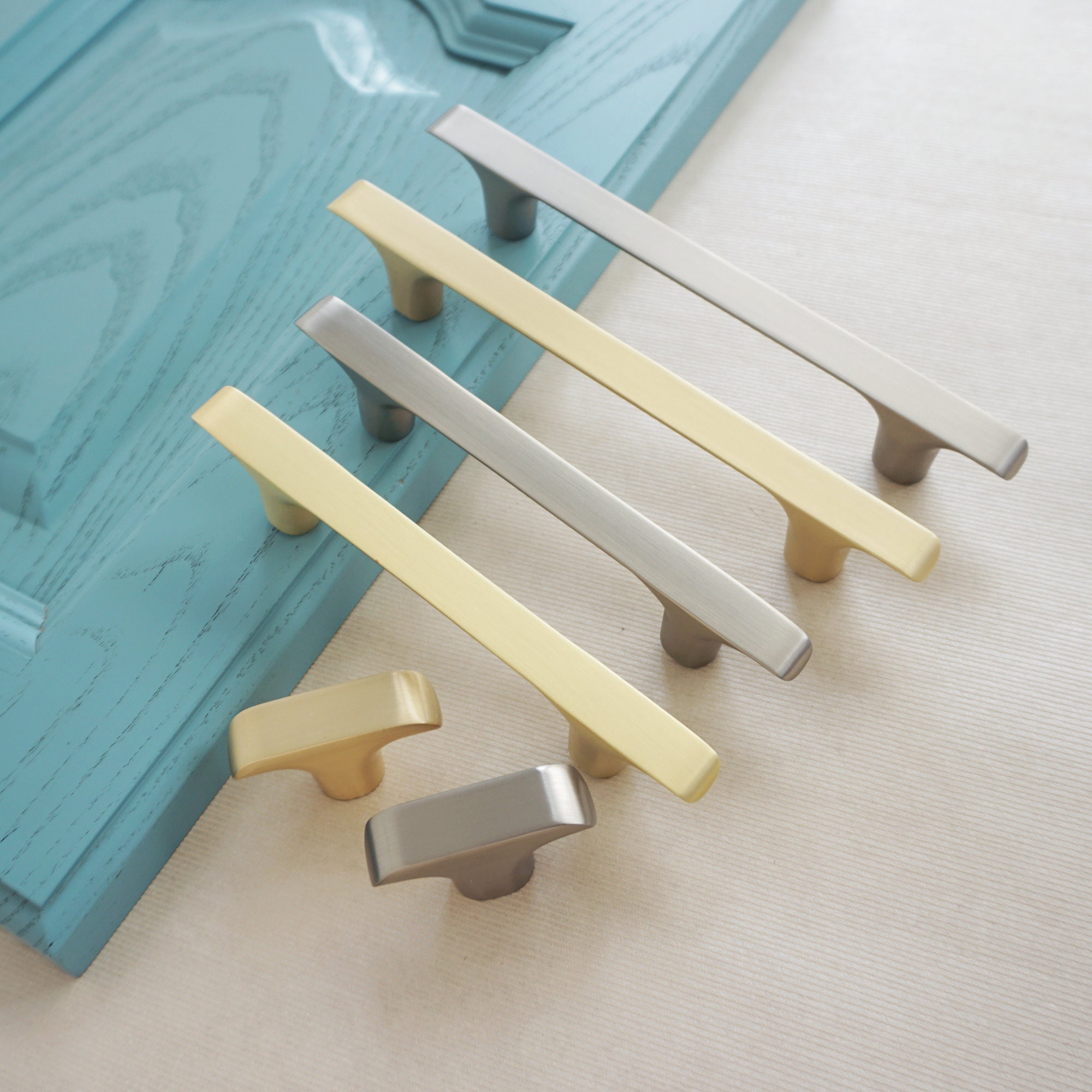 3.75'' 5'' 7.55 Brushed Brass Drawer Pulls Etsy